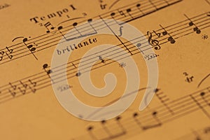 Sheet music with tempo and expression marks photo