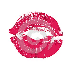 Print of pink lips. Illustration on white background.