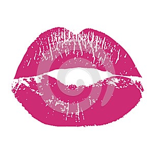 Print of pink lips. Illustration on white background.