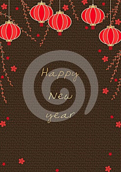 Rea lantern, Goji berry and red flower vector for decoration on Chinese new year. photo