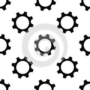 Seamless geometric pattern with gears. Black and white techno background
