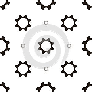 Seamless geometric pattern with gears. Black and white techno background