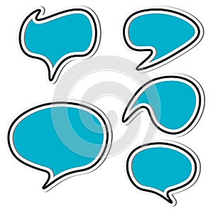 Set of blue sticker speech bubbles