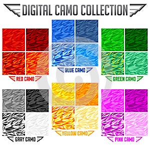 Color Camo Seamless Vector Camouflage collection, Pattern Set photo