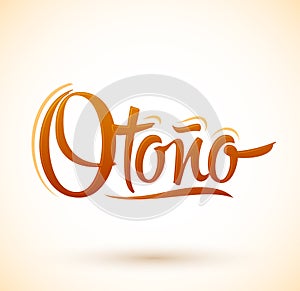 Otono, Autumn spanish text, vector lettering design photo