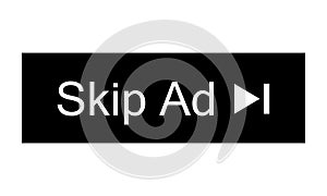 Skip ad button. Black button skip ad for website.