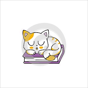 Print sleeping cat logo design for your identity
