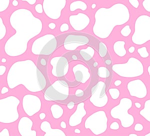 Print spot skin cow texture pattern repeated seamless pink and white