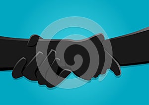 Stock vector illustration of two hands holding each other strongly