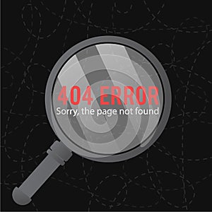 stock vector page not found template with magnifier loupe for search.