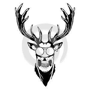 Print on t-shirt `Isolated illustration of a deer head`