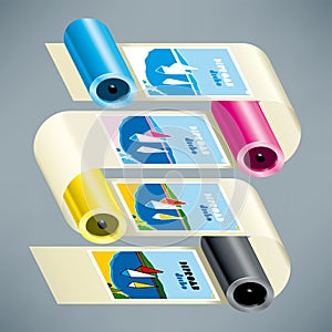 Print technical offset process. Color separations. CMYK colors photo