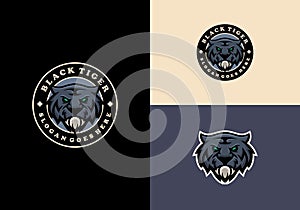 Black Tiger Mascot Emblem Creative Logo Template