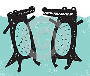 Cartoon Crocodiles. Vector illustration. photo