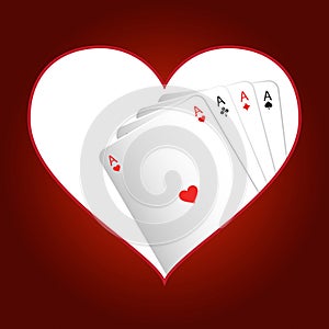 Print vector illustration Playing cards four aces background casino