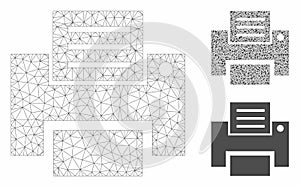 Print Vector Mesh Network Model and Triangle Mosaic Icon