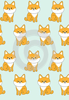 Print. Vector pattern with cute dog. Puppy.
