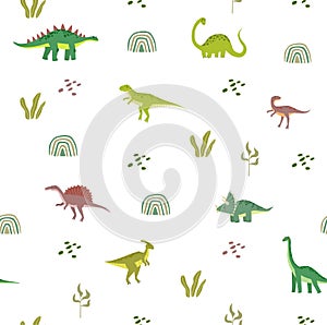 Print. Vector seamless background with dinosaurs.