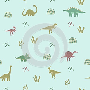 Print. Vector seamless background with dinosaurs.