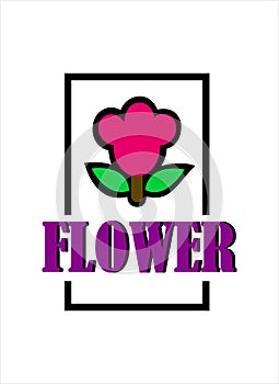 elegant pink flower vector icon