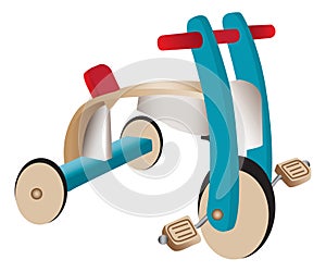 Wooden toy tricycle for kids vector