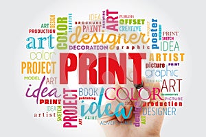 PRINT word cloud, creative concept