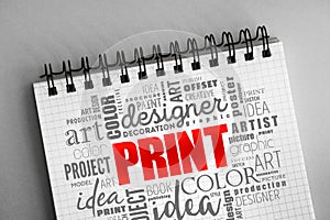 PRINT word cloud, creative concept
