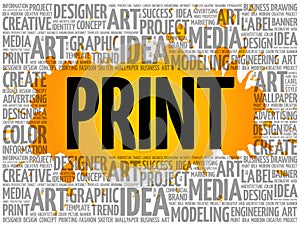 PRINT word cloud, creative concept