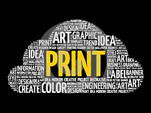 PRINT word cloud, creative concept