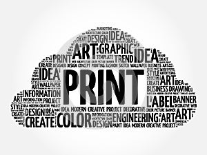 PRINT word cloud, creative concept