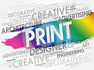 PRINT word cloud, creative concept