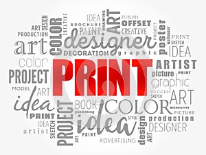 PRINT word cloud, creative concept