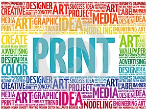 PRINT word cloud, creative concept