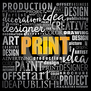 PRINT word cloud, creative concept