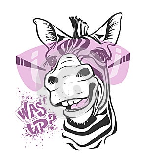 Print with zebra images and text, t-shirt design