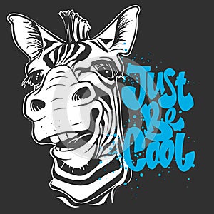 Print with zebra images and text, t-shirt design
