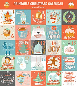 Printable advent calendar in vector.