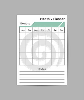 Printable Basic Monthly planner blank template