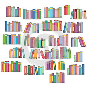 Printable Book Tracker. Many books on a bookshelf vector illustration