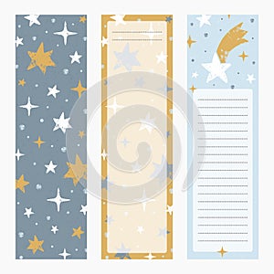 Printable bookmarks or banners with little hand drawn stars.