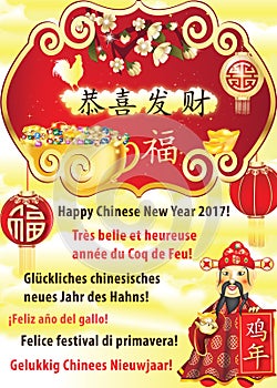 Printable Chinese New Year Greeting card in many languages