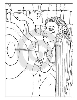 Printable Coloring Page Maria Lionza or India Yara, Venezuelan Goddess of Waters, Nature and Love photo
