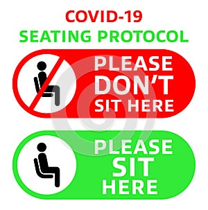 Printable : COVID-19 Seating protocol for restaurants, shopping centers, and public places. Encouraging people to practice social photo