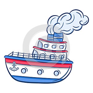 printable cute drawing ship for school and educate kids