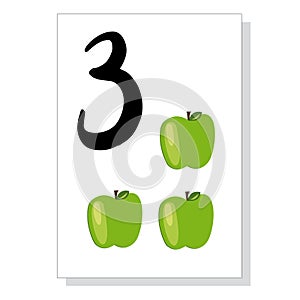 Printable flashcard for numbers for children. For preschool and kindergarten kids learning numbers, to count to deduct, to decide photo