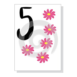 Printable flashcard for numbers for children. For preschool and kindergarten kids learning numbers, to count to deduct, to decide photo