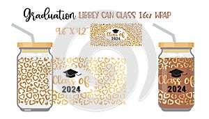 Printable Full wrap for libby class can. A pattern with Graduate symbols