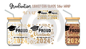 Printable Full wrap for libby class can. A pattern with Graduate symbols