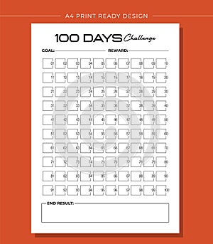 Printable KDP 100 Days Challenge Book Vector Design Template
