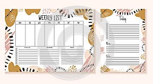 Printable planner design template weekly list